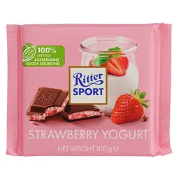 Шоколад Ritter Sport молочний з начинкою йогурт-полуниця 100 г (593195)