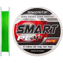 Шнур Favorite Smart PE 4x 150м #3.0/0.296мм 15.5кг Зелений (1013-1693.10.30)