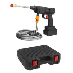 Аккумуляторная мойка высокого давления Cleaning Gun 48V 1000W Черная универсальная портативная беспроводная автомойка ручной пистолет для мойки авто сада окон фасада кондиционеров комплект с кейсом фильтром аккумулятором шлангом насадками распылителями - миниатюра 2