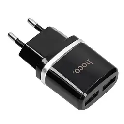 Мережевий зарядний пристрій 2USB Hoco C12 2.4A Black + USB Cable iPhone 6 - мініатюра 3