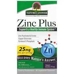 Цинк плюс Nature's Answer Zinc Plus 25 мг 60 вегетаріанських капсул - мініатюра 2