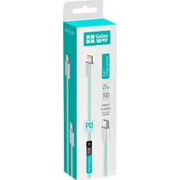 Дата кабель USB-C to Lightning 1.0m 27W green ColorWay (CW-CBPDCL061-G) - мініатюра 7
