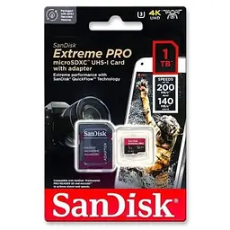 Карта пам'яті SanDisk 1 TB microSDXC UHS-I U3 Extreme Pro+SD Adapter (SDSQXCD-1T00-GN6MA) - мініатюра 4