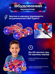 Машинка на радіокеруванні перевертиш радіокерована трюкова всюдихід 360° LED на пульті акумуляторна подарунок - мініатюра 6