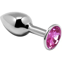 Металева анальна пробка Alive Mini Metal Butt Plug з кристалом Pink L