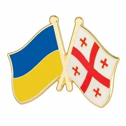 Подвійний значок-пін «Україна – Грузія» 25 × 19 мм (00370)