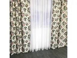 Атласні штори в стилі прованс з синіми квітами 2шт 150х270 ALBO pbe0052943 - мініатюра 4