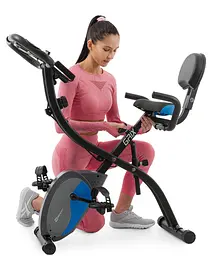 Велотренажер магнітний Hop-Sport HS-3010X Grix X-Bike з еспандерами чорно-синій - мініатюра 5