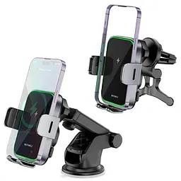 Автотримач із БЗУ CH-313 15W (center console) Black Wiwu teh0029935