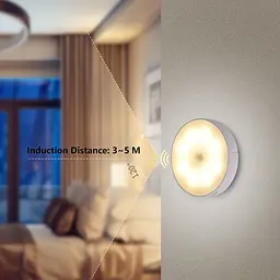 Настінна LED-лампа з датчтком руху 8х2см / Бездротовий круглий нічник USB з магнітним кріпленням - мініатюра 3