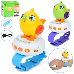 Птах, 9 см, повторюшка, браслет, музика, звук, свисток, акумулятор, USB-зарядка, 1801 (В асортименті) - мініатюра 2