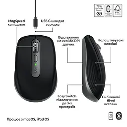 Бездротова миша Logitech MX Anywhere 3S for Mac Space Grey (910-006947) - мініатюра 2