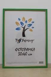 Фоторамка 30х40, зелена із золотою вставкою, 1511-537, СКЛО + КАРТОН                                                                                         