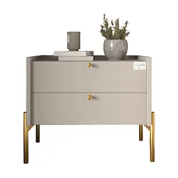 Тумба приліжкова LION Wood з двома шухлядами Кашемір (золоті ножки) (LION-041355) ТОП - мініатюра 2