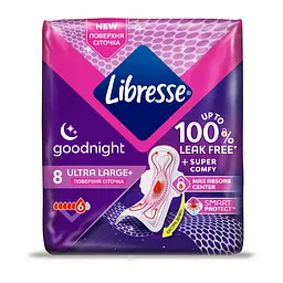 Прокладки гігієнічні Libresse Ultra Goodnight Large Поверхня сіточка 8