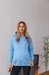 Вільний худі для майбутніх мам тринитка без начосу Chelm XXL-3XL (50-52) Lullababe Блакитний - мініатюра 7