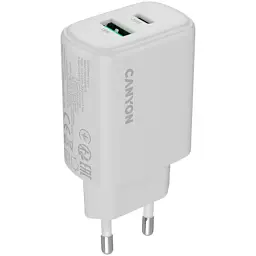 Зарядний пристрій Canyon OnCharge 200 20W 1xPD 1xQC EU White (CNE-CHA200-21)