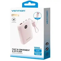 Батарея універсальна Vention 10000mAh, 22.5W, PD, QC, Pink (FKAP0-C) - мініатюра 5