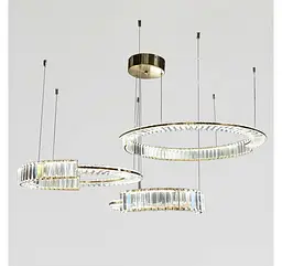 Підвісна LED-люстра Artlight 561/80+60+40 з трьома кришталевими кільцями, латунь, 195 Вт, від 20-30 м² - мініатюра 4