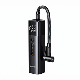 Автомобільний компресор UGREEN ET501 насос для шин від прикурювача 12 В тиск 3–150 psi 30 л/хв без навантаження автостоп за заданим тиском цифровий манометр ліхтар із попередженням і SOS захист від перегрівання пам’ять тиску швидкознімний адаптер Schrader перехідник Presta насадки для м’ячів і надувних виробів знімний кабель живлення 3 м знімний повітряний шланг 17 см двигун 120 Вт чорно-темно-сірий з помаранчевими позначками (35573)