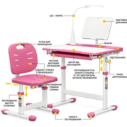 Комплект меблів Evo-kids Evo-17 PN Ergo: стілець+стіл+полиця+лампа (Evo-17 PN Ergo)  - мініатюра 2