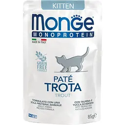 Вологий корм для кошенят Monge Monoprotein Solo Trota Kitten Pate з фореллю 85 г