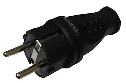 Вилка каучукова пряма з заземленням Lumano Arctic IP44 16A чорна (black) (17938)
