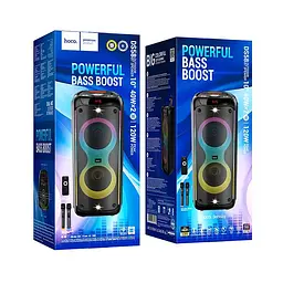 Акустика-караоке Hoco Heritage dual 10-inch RGB light BT speaker DS58 BT5.0, TWS, TF/USB/AUX, 40Wx2 (120W Max), 3H, 2mic - мініатюра 2