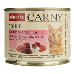 Вологий корм для котів Animonda Carny Adult з яловичиною, індичкою та креветками 200 г - мініатюра 2