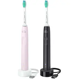 Набор звуковых электрических зубных щеток Philips Sonicare Series 3100 HX3675/15, розовая + черная, 2 шт.