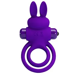 Ерекційне кільце Pretty Love Vibro Penis Ring Bunny III Blue, 9.7х4.0 см (фіолетовий) - мініатюра 9