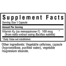 Вітамін K2 Bluebonnet Nutrition 100 мкг 100 вегетаріанських капсул - мініатюра 3