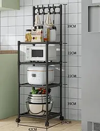 Полиця - підлогова стелаж для кухні Good Idea 130х42х34 см кухонна етажерка 4-рівнева на колесах  - мініатюра 4
