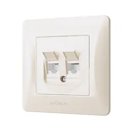 Розетка CAT6+CAT3 подвійна кремова VIDEX BINERA VIDEX (24700-000) - мініатюра 3