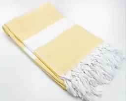 Рушник пештемаль Turkey Towel 100х180 см легкий великий для пляжу басейну бані сауни підстилка на дачу пікнік природу відпустку море ромб жовтий - мініатюра 4