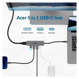 USB-Хаб Acer 5in1 USB-С (HP.DSCAB.021) - мініатюра 6
