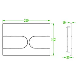 Панель змиву Koer KT-0604-01 240x160x10mm пластикова, кнопка закруглена KR5323, Хром - мініатюра 4