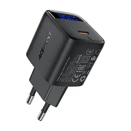 Зарядний пристрій Acefast USB-C 30W GaN with digital display black (6974316284444)