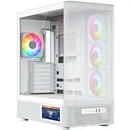 Корпус ModeCom VOLCANO AQ400 ARGB MIDI SIDE LCD 6,2” 4x120mm fans WHITE без БЖ ATX
