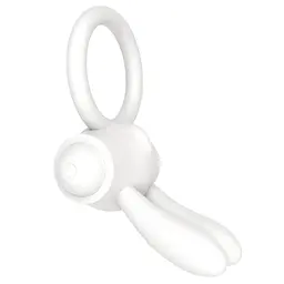 Ерекційне кільце з вібрацією Lovetoy Power Clit 7.5 см білий - мініатюра 3