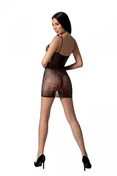 Ажурна мінісукня на тонких бретелях Passion BS096 One Size, black, плетіння на грудях - мініатюра 2