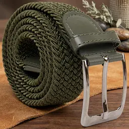 Текстильний чоловічий ремінь класика 20527 Vintage оливковий 100 см - мініатюра 4