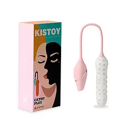 Вібратор KisToy Cathy Plus із вакуумним стимулятором, 15, 6х3,4 см рожевий - мініатюра 6