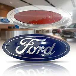Емблема Ford синя+хром 125×50 мм пластик (на скотчі)