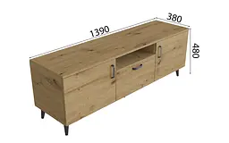 Тумба Лестер на конусних ніжках Ferrum-decor 48x139x38 Чорний метал ДСП Дуб Артізан 16 мм (FRD-106808) - мініатюра 3