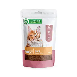 Ласощі для котів, смужки з качиної грудки, Nature's Protection, Snacks For Cats, Duck Breast Strips, 75г