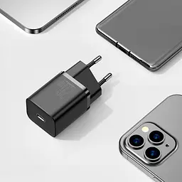 Мережевий зарядний пристрій Baseus Super Silicone PD Charger 1Type-C 20W CCSUP-B01 Black - мініатюра 7