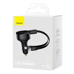 АЗП Baseus Enjoyment PD33W with retractable cables (2USB-C) (C00035500111) Black - мініатюра 4