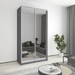 Шафа-купе дводверна MebelStar Стандарт AL 2 Дзеркала 130x45x240 см Антрацит (MBS-3801)