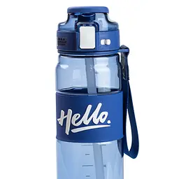 Пляшка для води спортивна Hello 860 мл з тубочкою та ручкою, синій Happy Life HP17303BL - мініатюра 3